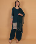 Teal Embroidered Palazzo Suit Set (Test-1)