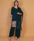Teal Embroidered Palazzo Suit Set (Test-1)