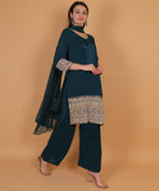 Teal Embroidered Palazzo Suit Set (Test-1)