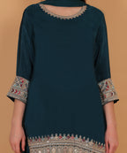 Teal Embroidered Palazzo Suit Set (Test-1)