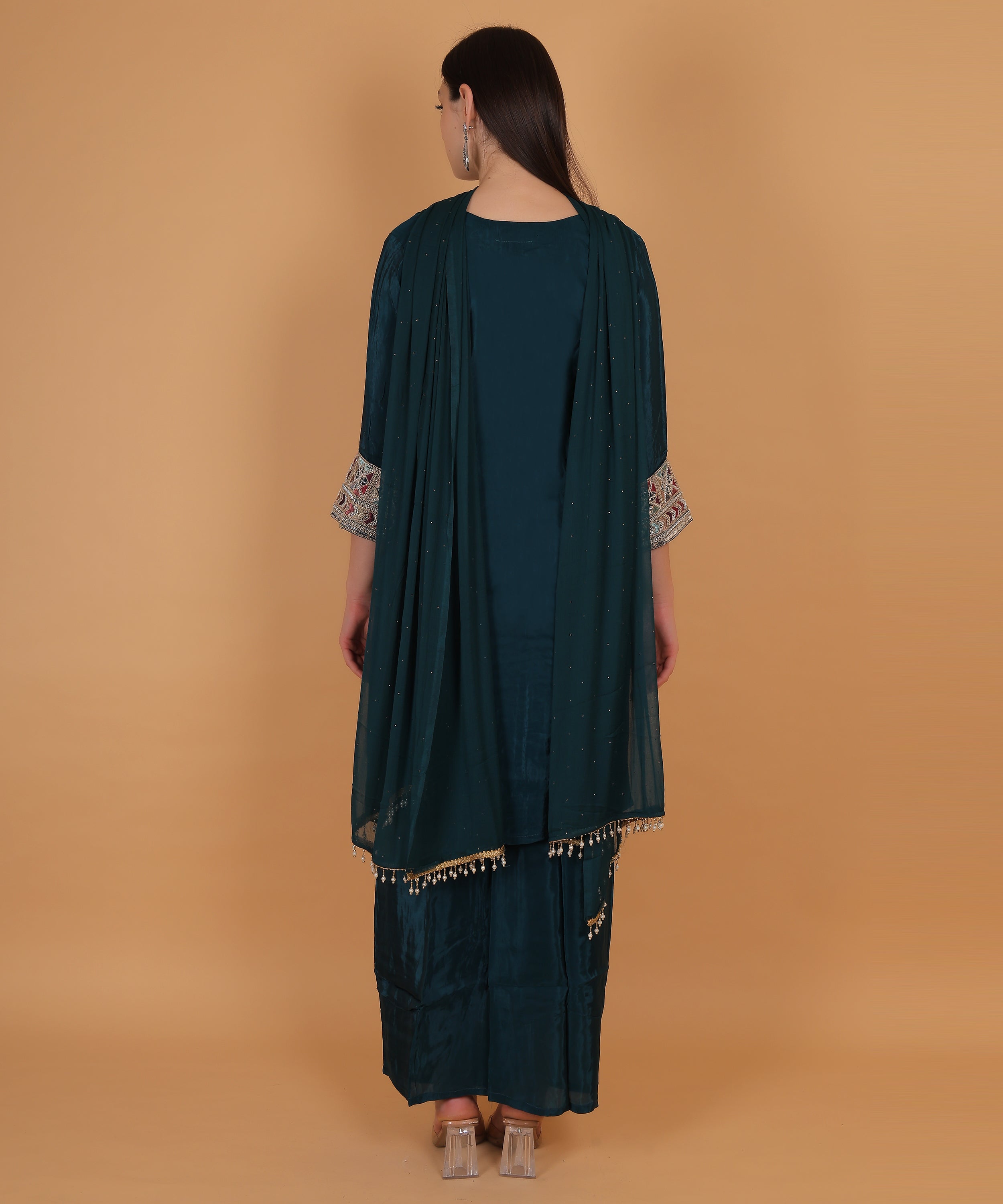 Teal Embroidered Palazzo Suit Set (Test-1)