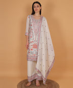Ivory Floral Printed Suit Set with Dupatta (Test-2)