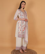 Ivory Floral Printed Suit Set with Dupatta (Test-2)