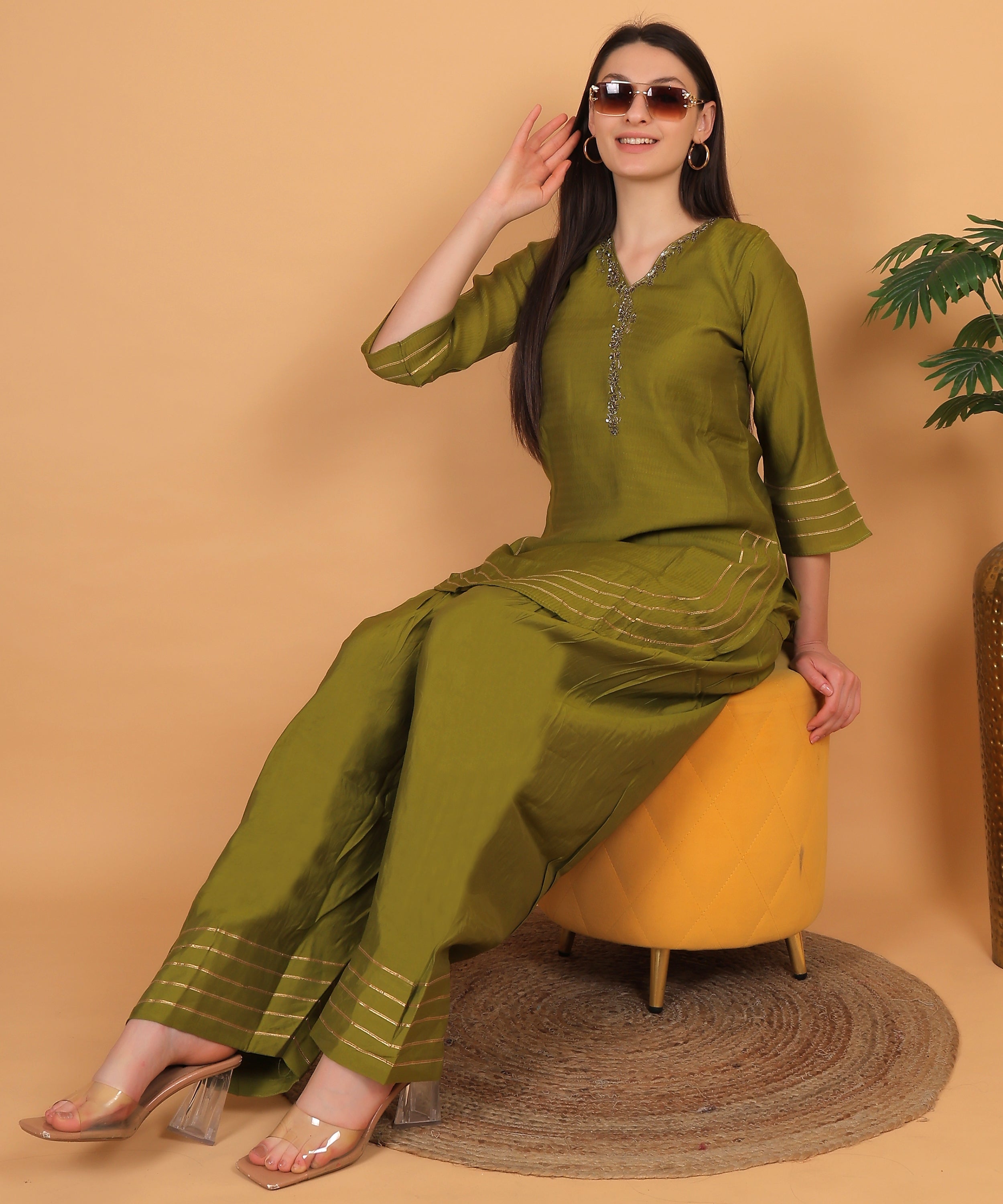 Olive Green Gota Co-ord Set (Test-3)