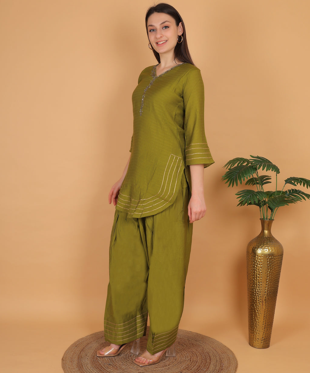 Olive Green Gota Co-ord Set (Test-3)