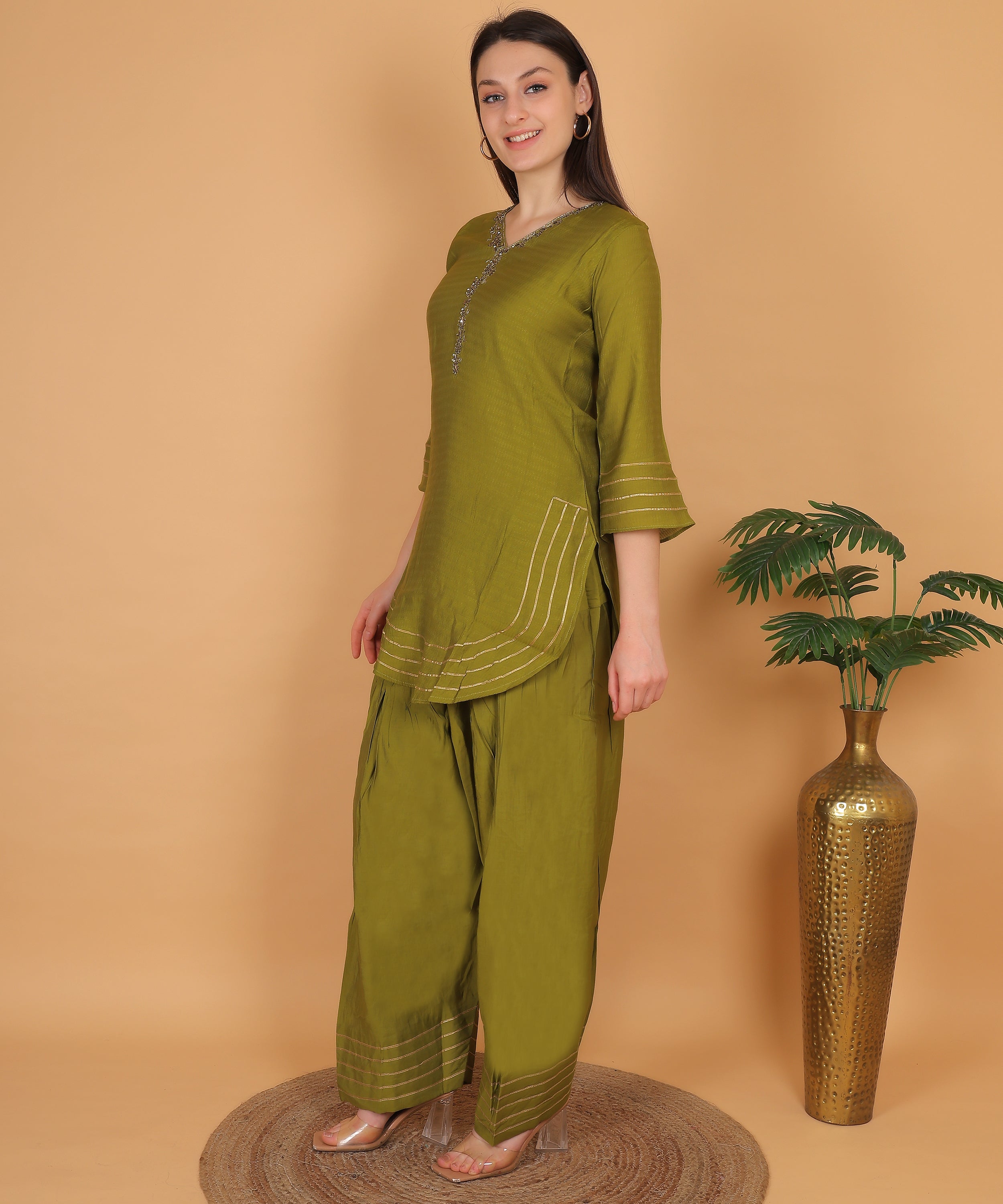 Olive Green Gota Co-ord Set (Test-3)