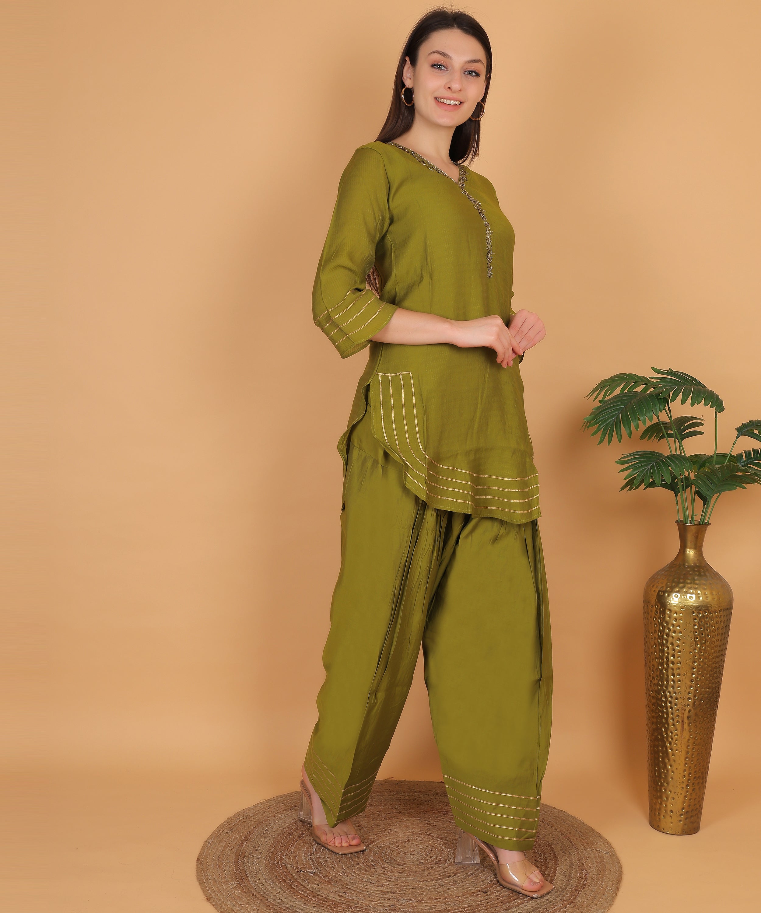 Olive Green Gota Co-ord Set (Test-3)